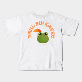 Kawaii Frog Cute Smol Boi Kaeru Frog with Umbrella Kids T-Shirt